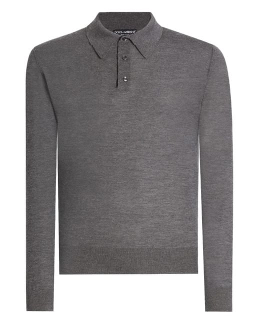 Dolce & Gabbana Gray Long-Sleeve Polo Shirt for men
