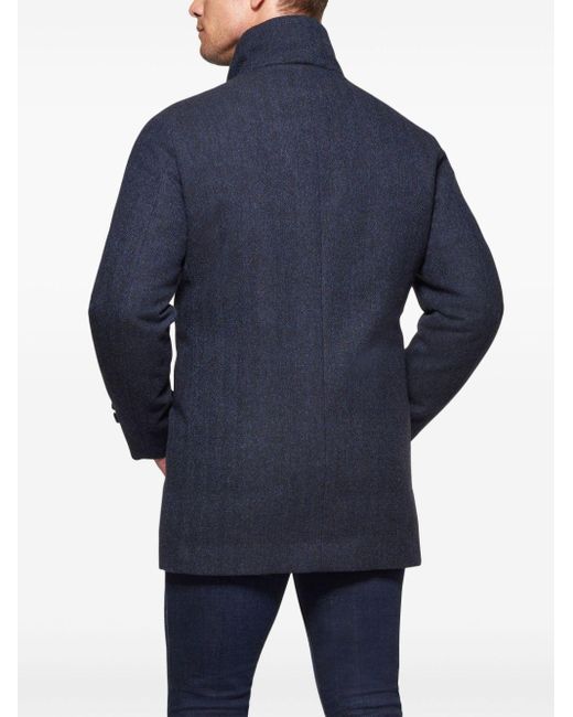 Norwegian Wool Blue Virgin Wool-cashmere Blend Coat for men