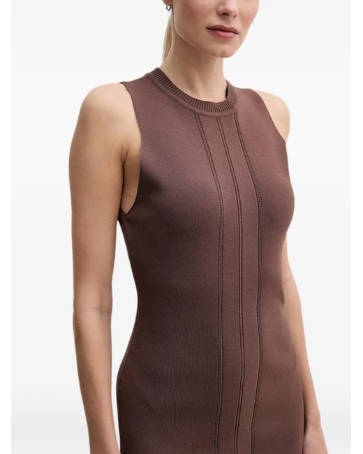 GAUDI Brown Sleeveless Pointelle-Knit Mini Dress