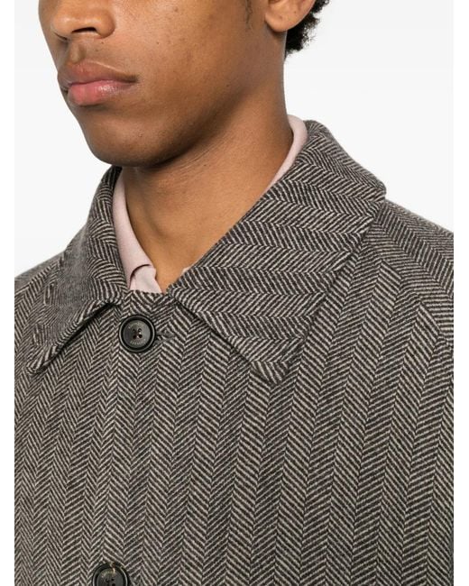 Eleventy Gray Herringbone Cashmere Coat for men