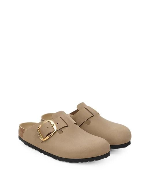 Birkenstock White Boston Buckle-Fastening Mules