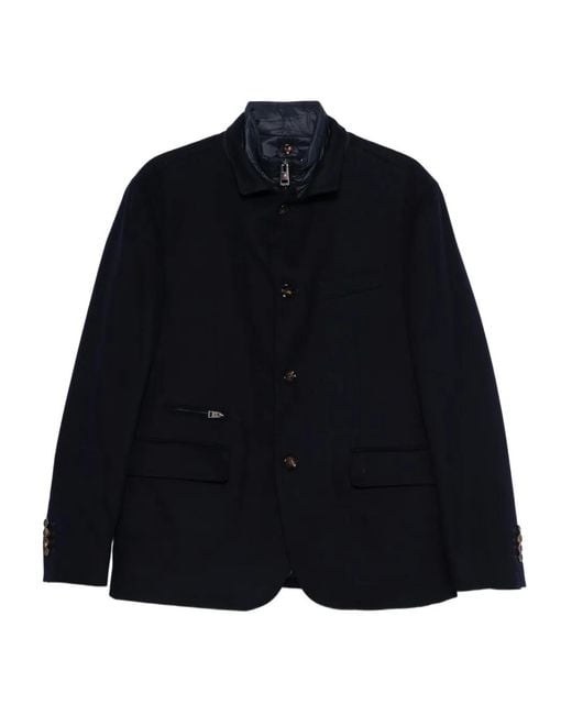 KIRED Blue Button-Fastening Detachable-Collar Jacket for men
