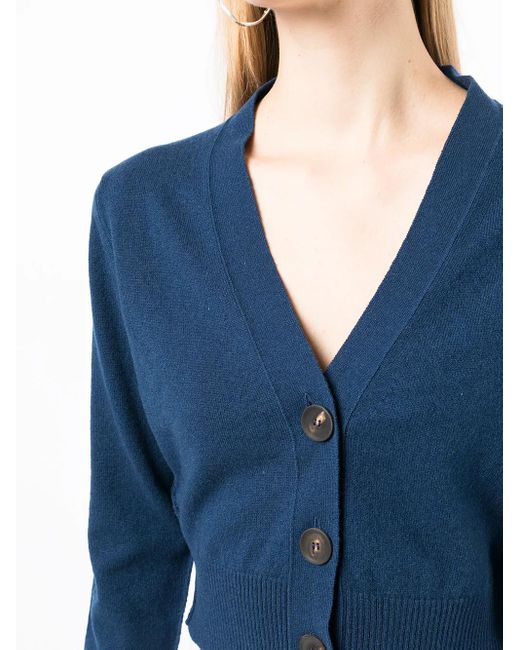 Pringle of Scotland Blue Cropped Button-Up Cardigan