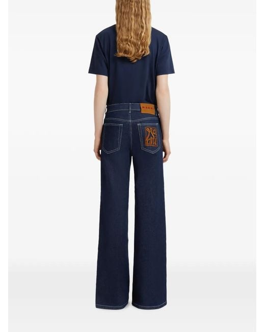 Pantalones con logo bordado Marni de color Blue