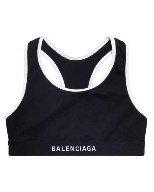 Balenciaga Black Logo-underband Sports Bra