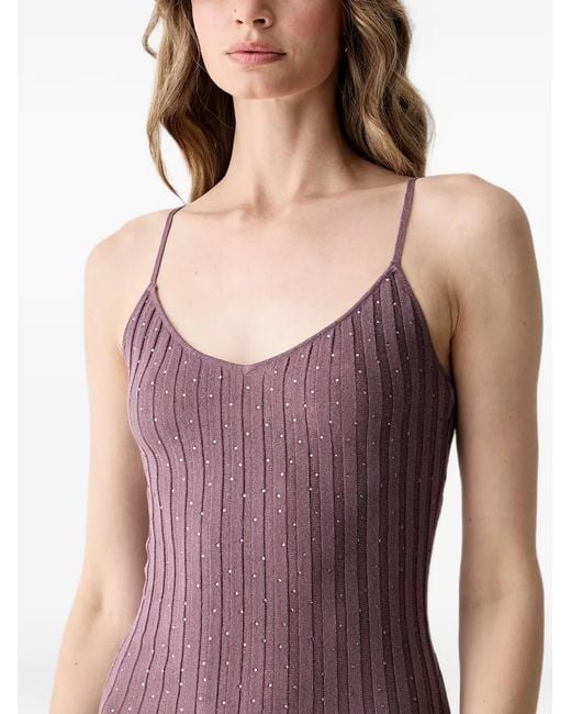 Guess Purple Rhinestone-Embellished Pleated Maxi Dress