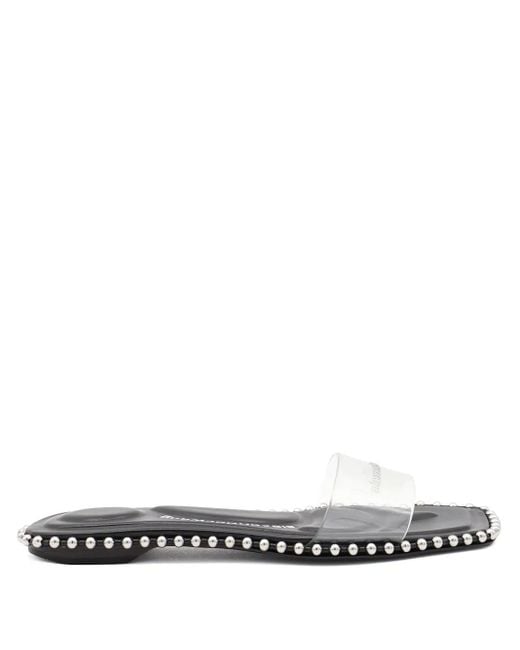 Alexander Wang White Beaded Clear-Strap Flats