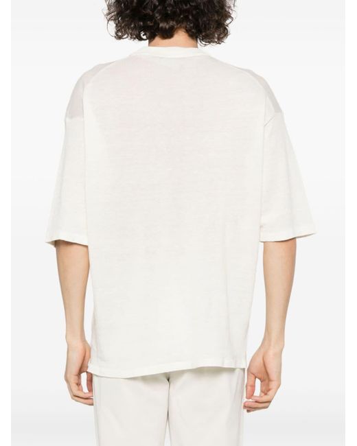 T-shirt en lin à manches courtes Roberto Collina pour homme en coloris White