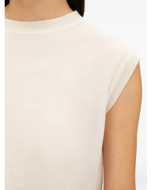 Another Tomorrow White Featherweight Shell Sleeveless Sweater
