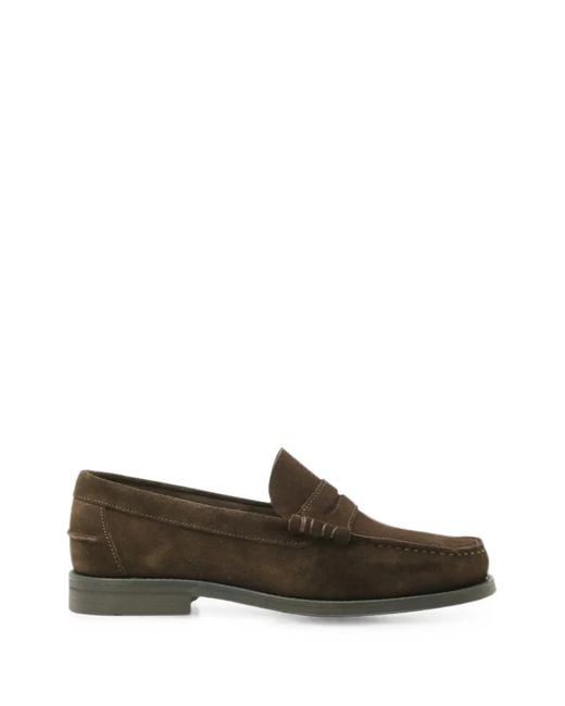 Saxone Of Scotland Brown Suede Penny Loafers for men