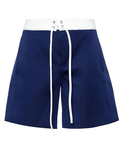 Miu Miu Blue Logo-patch Felted Shorts