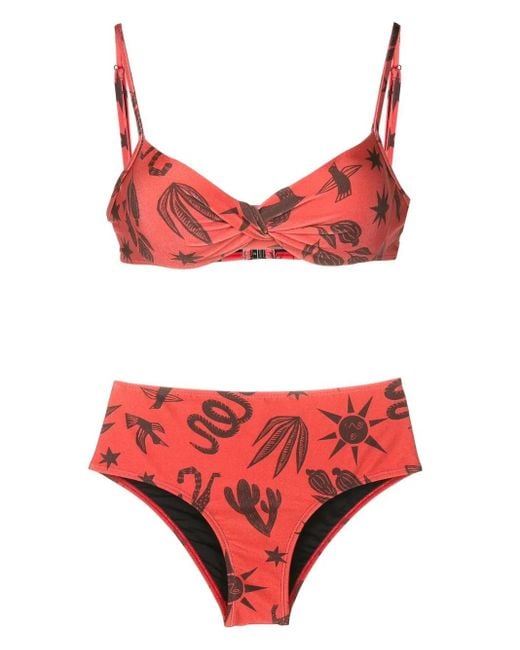 Lygia & Nanny Red Veronica Printed Bikini Set