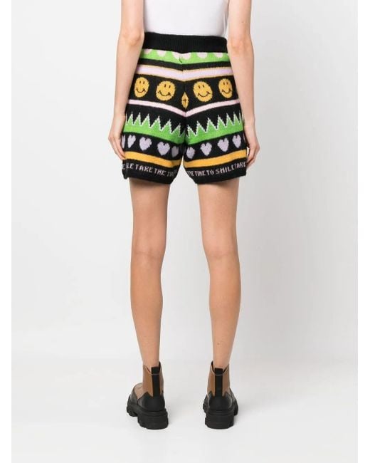 Joshua Sanders Green Graphic-Print Knitted Shorts
