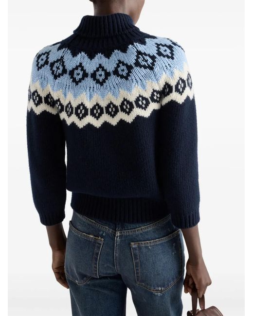 Prada Intarsia Sweater in het Blue