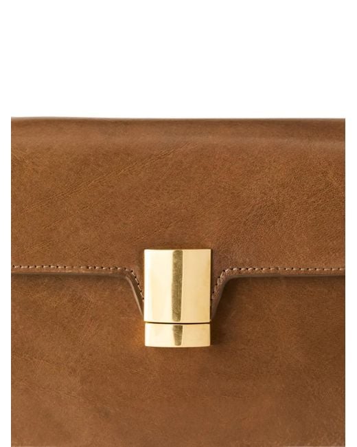 Calvin Klein Brown Logo-Print Leather Shoulder Bag