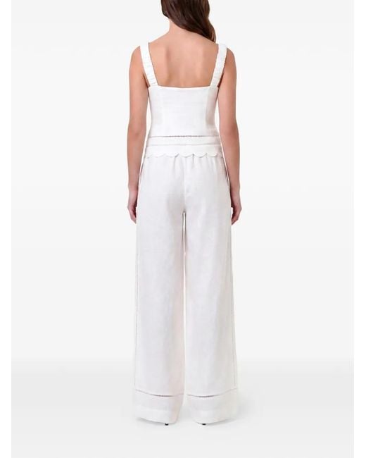 Nicholas White Erica Lattice-Trim Wide-Leg Trousers