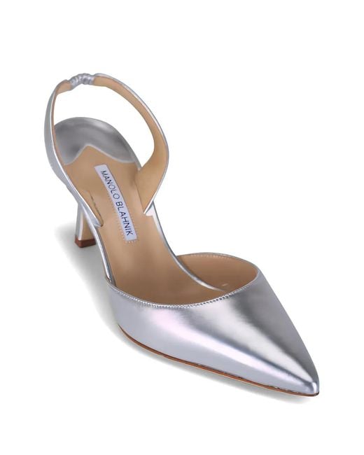 Manolo Blahnik White Slingback Pumps