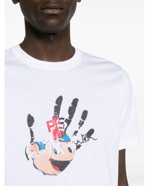 PS by Paul Smith White Hand Logo-print T-shirt for men