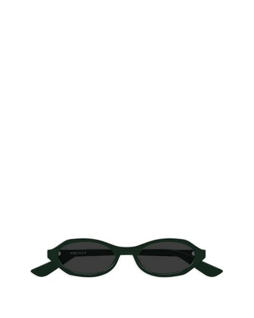 McQueen Black Oval-Frame Sunglasses