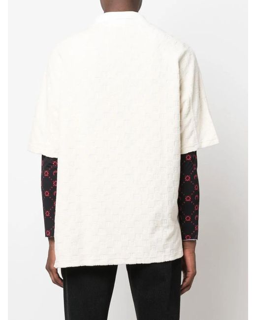 Ambush White Monogram-Textured Polo Shirt for men