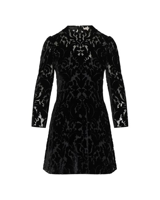 Gucci Black Devoré-Pattern Mini Dress