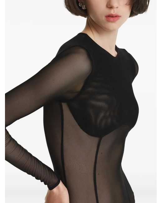 2310 STUDIO Black Sheer Panelled Bodysuit