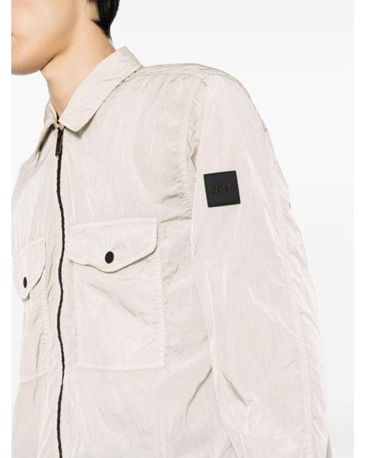 Boss Natural Logo-patch Zip-up Jacket for men