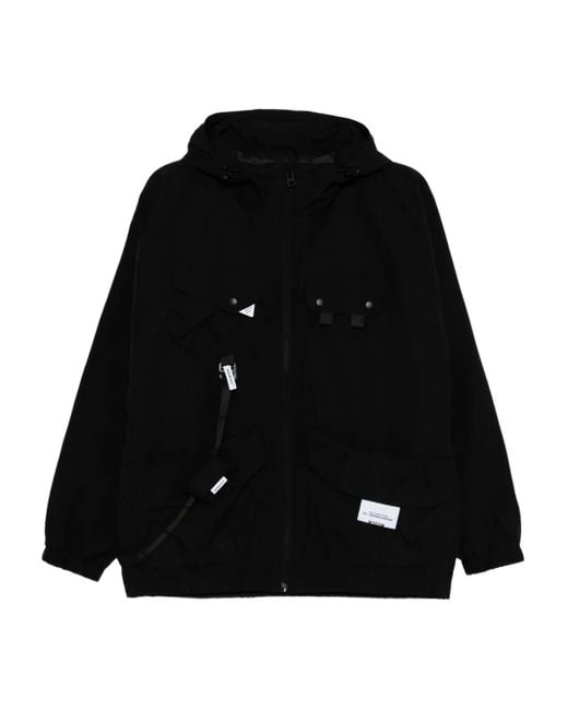 Musium Div. Black Multi-Pockets Hooded Jacket for men