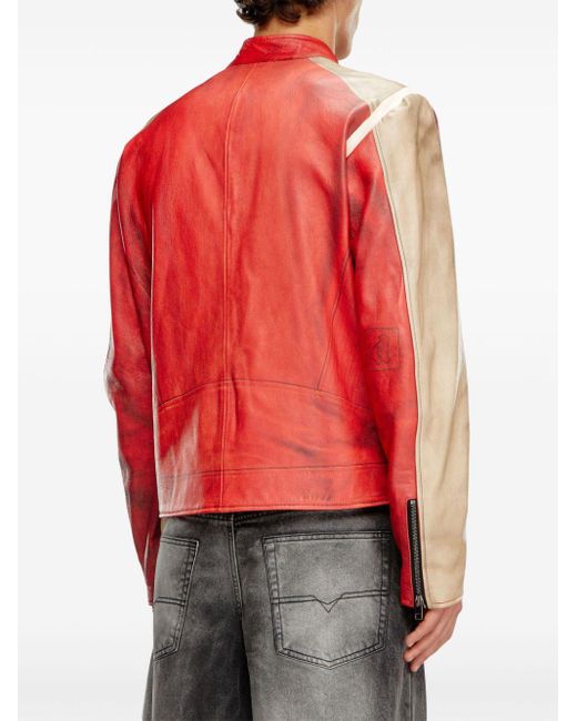 DIESEL Red L-ruscha Leather Jacket for men