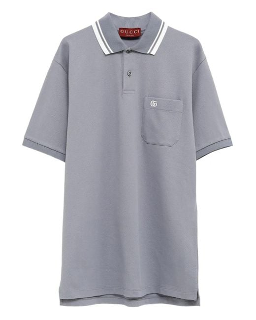 Gucci Gray Logo-Embroidered Polo Shirt for men