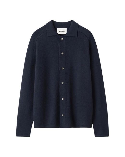 Soft Goat Blue Cashmere Button-Up Cardigan for men