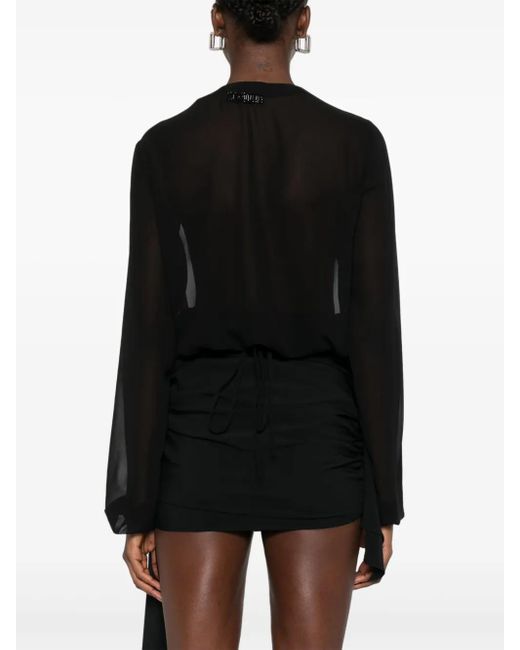 The Attico Blouse Met V-Hals En Franje in het Black