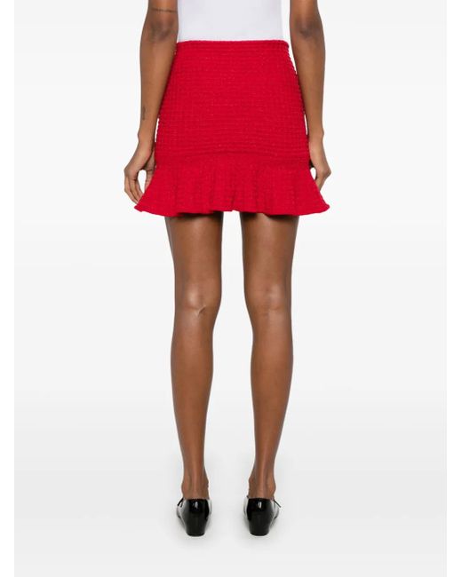 Self-Portrait Red Knitted Mini Skirt