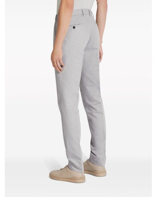 Zegna Gray Summer Chino Cotton-linen Trousers for men
