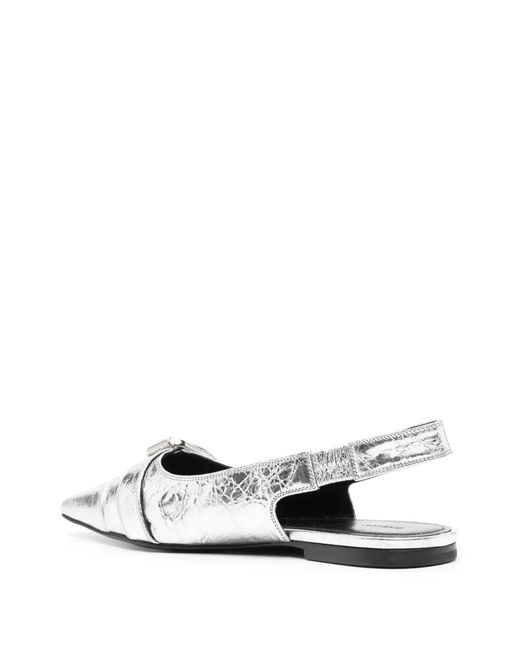 Givenchy Metallic Voyou Silver Slingback Flats