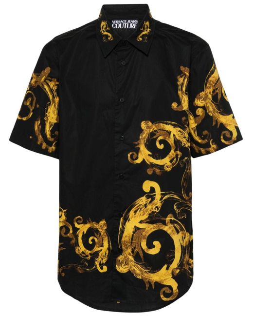 Camiseta con estampado Watercolour Couture Versace de hombre de color Black