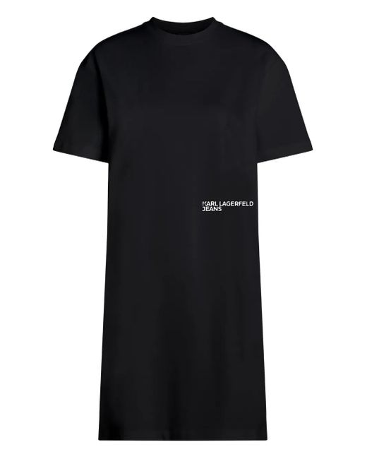 Karl Lagerfeld Black Logo-Print Midi Dress