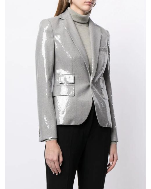 Ralph Lauren Gray Single Breasted Sequin Blazer