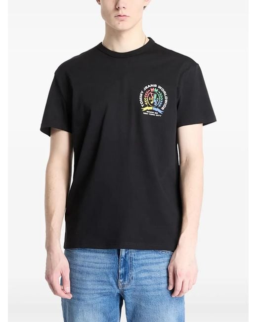 Tommy Hilfiger Black Crest-Print T-Shirt for men