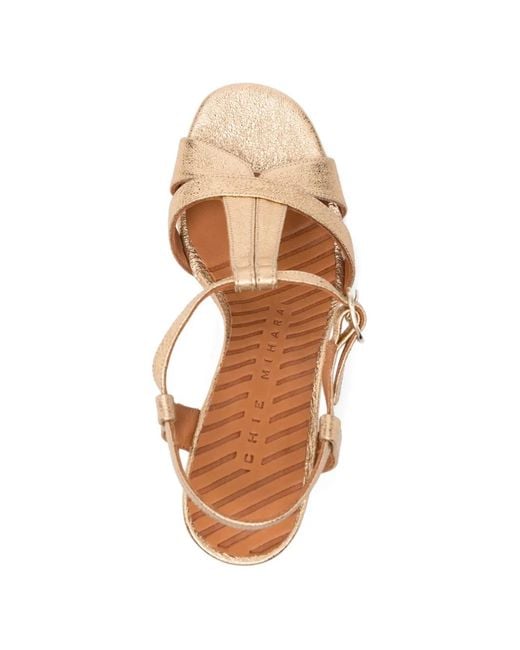 Chie Mihara Natural T-Strap Buckle Sandals