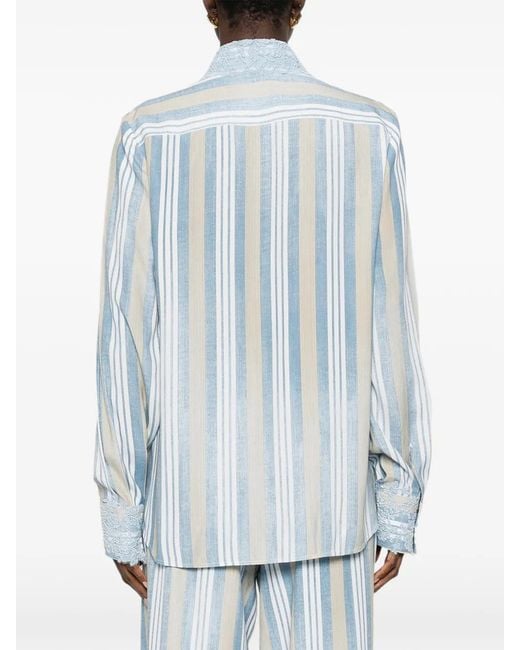 Ermanno Scervino Blue Striped Shirt