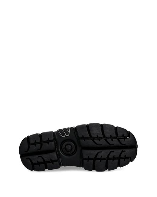 New Rock Black Tone Hardware Textured Sneakers