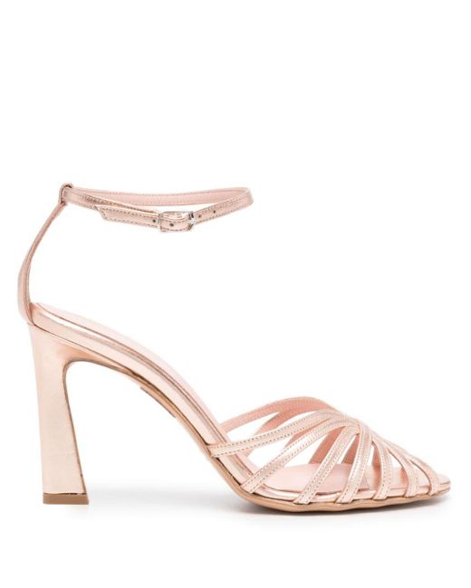 Anna F. Pink 95mm Strappy Leather Sandals