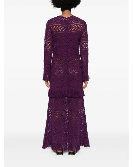 LaDoubleJ Purple Lacey Swing Macramé Dress