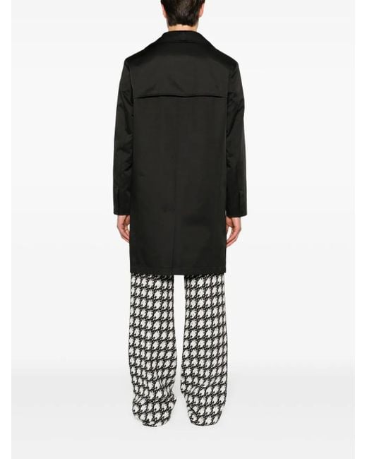 Karl Lagerfeld Black Press-Stud Single-Breasted Coat for men