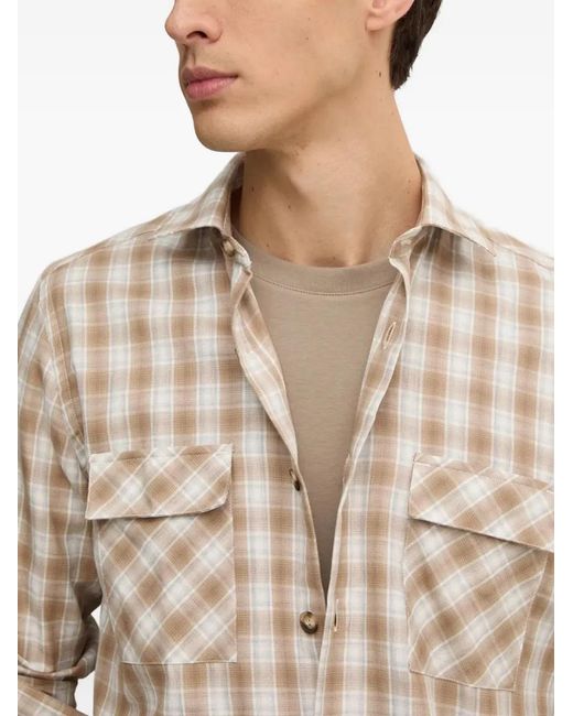 Liu Jo Natural Flap-Pocket Checked Shirt for men