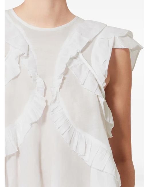 Isabel Marant White Nalou Ruffled Top