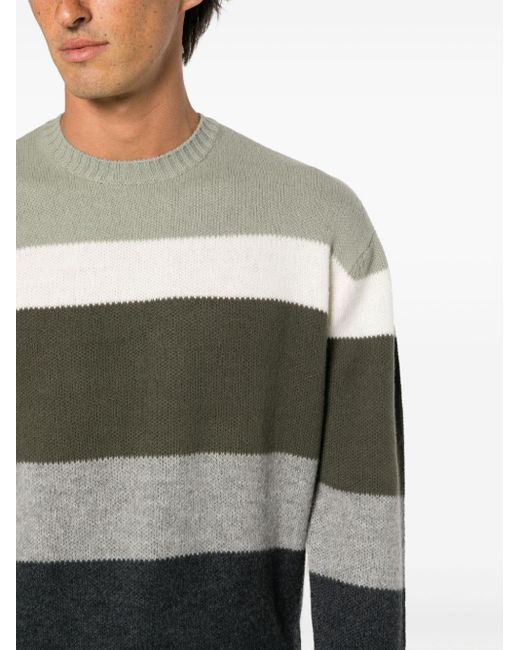Emporio Armani Gray Striped Wool Jumper for men