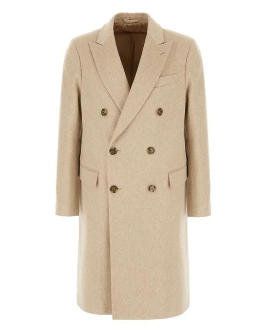 Lardini Natural Double-Breasted Wool Coat for men