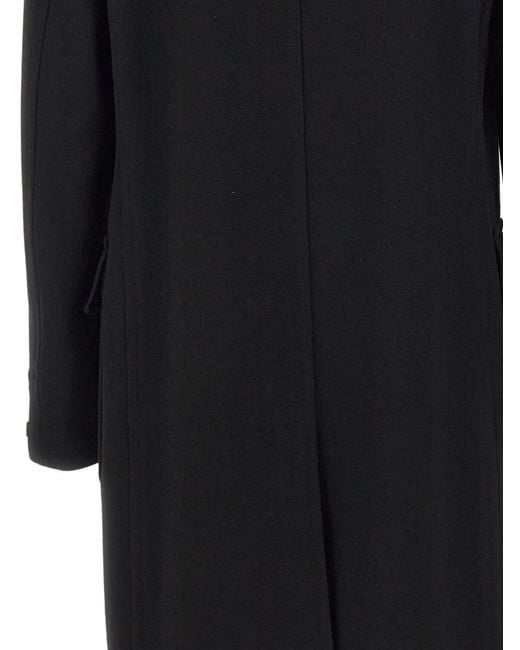 Tagliatore Black Sherry Double-Breasted Peak-Lapels Coat for men